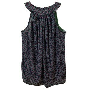 Outback Red Mixed Medium Sleeveless Geometric Print Blouse Keyhole Back w Button